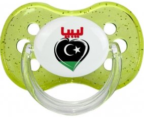Libye en arabe + cœur Sucette Cerise Vert à paillette