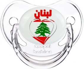 Liban en arabe + cœur Sucette Physiologique Transparent classique