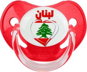 Liban en arabe + cœur Sucette Physiologique Rouge à paillette