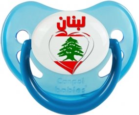 Liban en arabe + cœur Sucette Physiologique Bleue phosphorescente