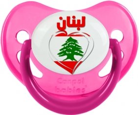Liban en arabe + cœur Sucette Physiologique Rose phosphorescente