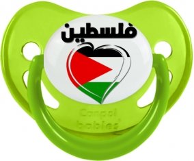 Palestine en arabe + cœur Tétine Physiologique Vert phosphorescente