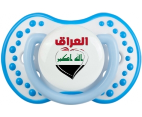 Irak en arabe + cœur Sucette LOVI Dynamic Blanc-bleu phosphorescente