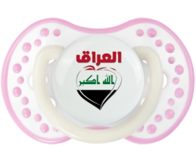 Irak en arabe + cœur Sucette LOVI Dynamic Blanc-rose phosphorescente