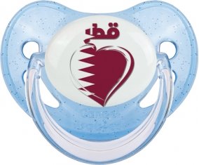 Qatar en arabe + cœur Sucete Physiologique Bleue à paillette