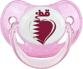 Qatar en arabe + cœur Sucete Physiologique Rose à paillette