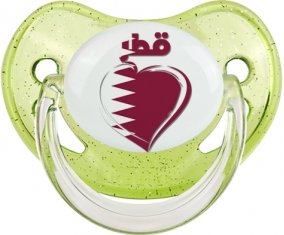 Qatar en arabe + cœur Sucete Physiologique Vert à paillette