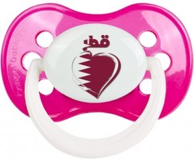 Qatar en arabe + cœur Sucette Anatomique Rose foncé classique