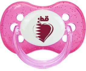 Qatar en arabe + cœur Sucette Cerise Rose à paillette