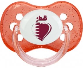 Qatar en arabe + cœur Sucette Cerise Rouge à paillette