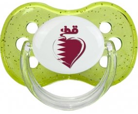 Qatar en arabe + cœur Sucette Cerise Vert à paillette