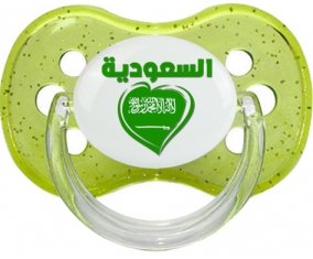 Arabie saoudite en arabe + cœur Sucette Cerise Vert à paillette