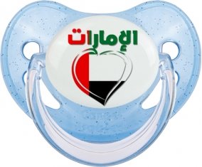Émirats arabes unis en arabe + cœur Sucette Physiologique Bleue à paillette