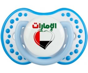 Émirats arabes unis en arabe + cœur Sucette LOVI Dynamic Blanc-bleu phosphorescente