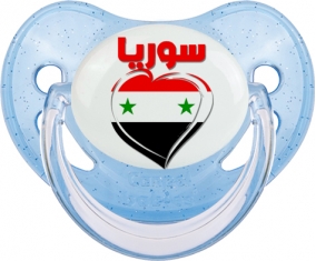 Syrie en arabe + cœur Tétine Physiologique Bleue à paillette