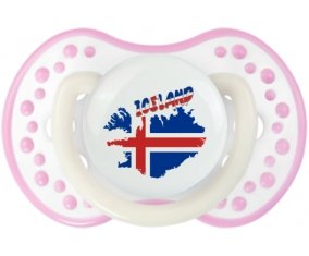 Iceland maps Sucette LOVI Dynamic Blanc-rose phosphorescente