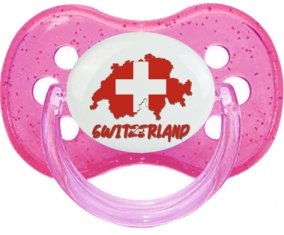 Switzerland maps Sucette Cerise Rose à paillette