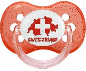 Switzerland maps Sucette Cerise Rouge à paillette