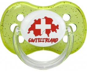 Switzerland maps Sucette Cerise Vert à paillette