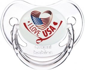 I Love Usa Sucette Physiologique Transparent classique