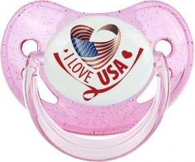 I Love Usa Sucette Physiologique Rose à paillette