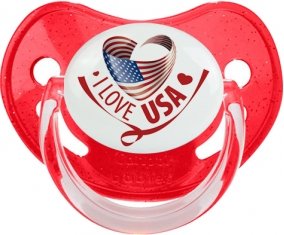 I Love Usa Sucette Physiologique Rouge à paillette
