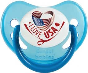 I Love Usa Sucette Physiologique Bleue phosphorescente