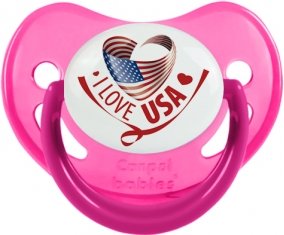 I Love Usa Sucette Physiologique Rose phosphorescente