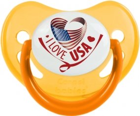 I Love Usa Sucette Physiologique Jaune phosphorescente