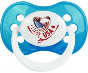 I Love Usa Sucette Anatomique Cyan classique