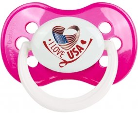I Love Usa Sucette Anatomique Rose foncé classique