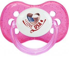 I Love Usa Tétine Cerise Rose à paillette