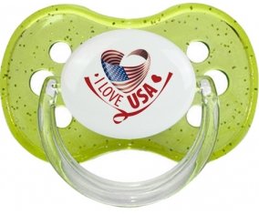I Love Usa Tétine Cerise Vert à paillette