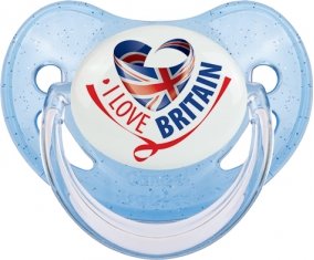 I Love Britain Sucete Physiologique Bleue à paillette