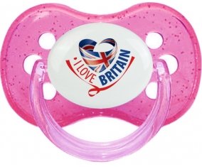 I Love Britain Sucette Cerise Rose à paillette