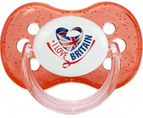 I Love Britain Sucette Cerise Rouge à paillette