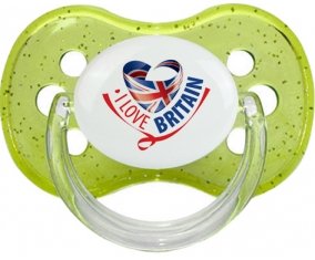 I Love Britain Sucette Cerise Vert à paillette