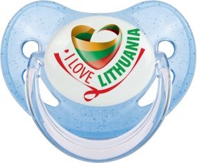 I Love Lithuania Sucette Physiologique Bleue à paillette