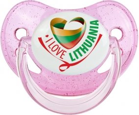 I Love Lithuania Sucette Physiologique Rose à paillette