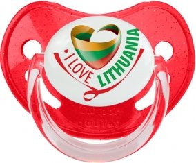 I Love Lithuania Sucette Physiologique Rouge à paillette