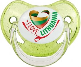 I Love Lithuania Sucette Physiologique Vert à paillette
