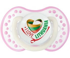 I Love Lithuania Sucette LOVI Dynamic Blanc-rose phosphorescente