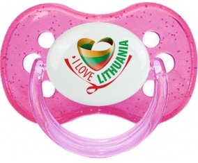 I Love Lithuania Tétine Cerise Rose à paillette