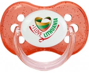 I Love Lithuania Tétine Cerise Rouge à paillette
