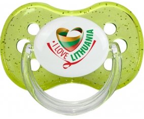 I Love Lithuania Tétine Cerise Vert à paillette