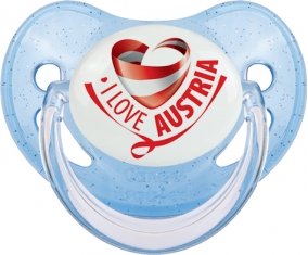 I Love Austria Tétine Physiologique Bleue à paillette