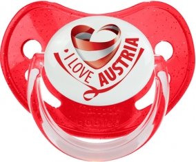 I Love Austria Tétine Physiologique Rouge à paillette