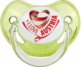 I Love Austria Tétine Physiologique Vert à paillette