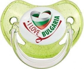 I Love Bulgaria Sucette Physiologique Vert à paillette