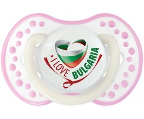 I Love Bulgaria Sucette LOVI Dynamic Blanc-rose phosphorescente